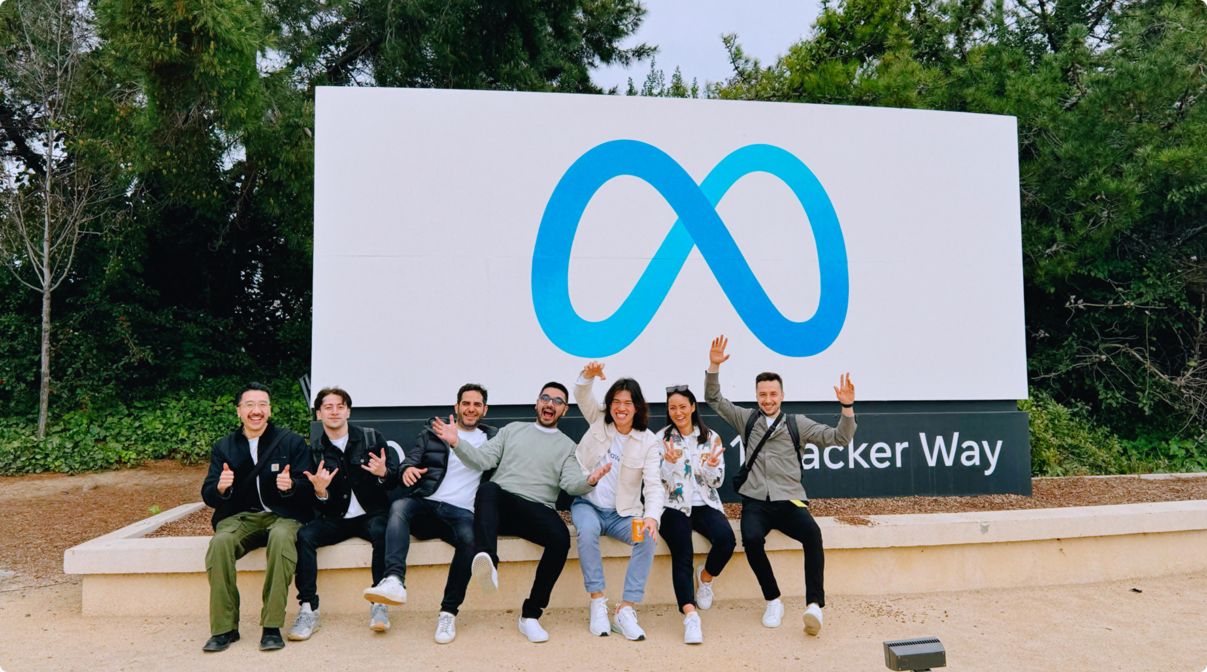 Adnan and team at Meta headquarters, Hacker Way